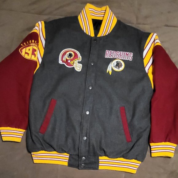 Washington Redskins Reversible Jacket Vintage Throwback Retro Helmet Embroidered - Picture 2 of 13